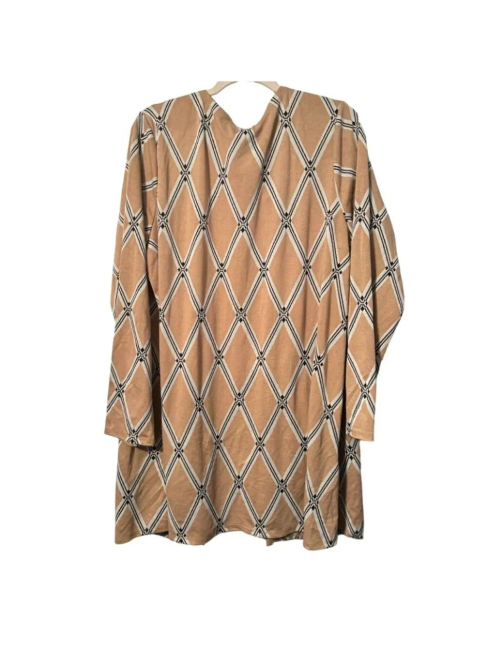 Olivia Blu Womens Long Sleeve Open Front Cardigan With Pockets 1X Beige & Black - Picture 9 of 12